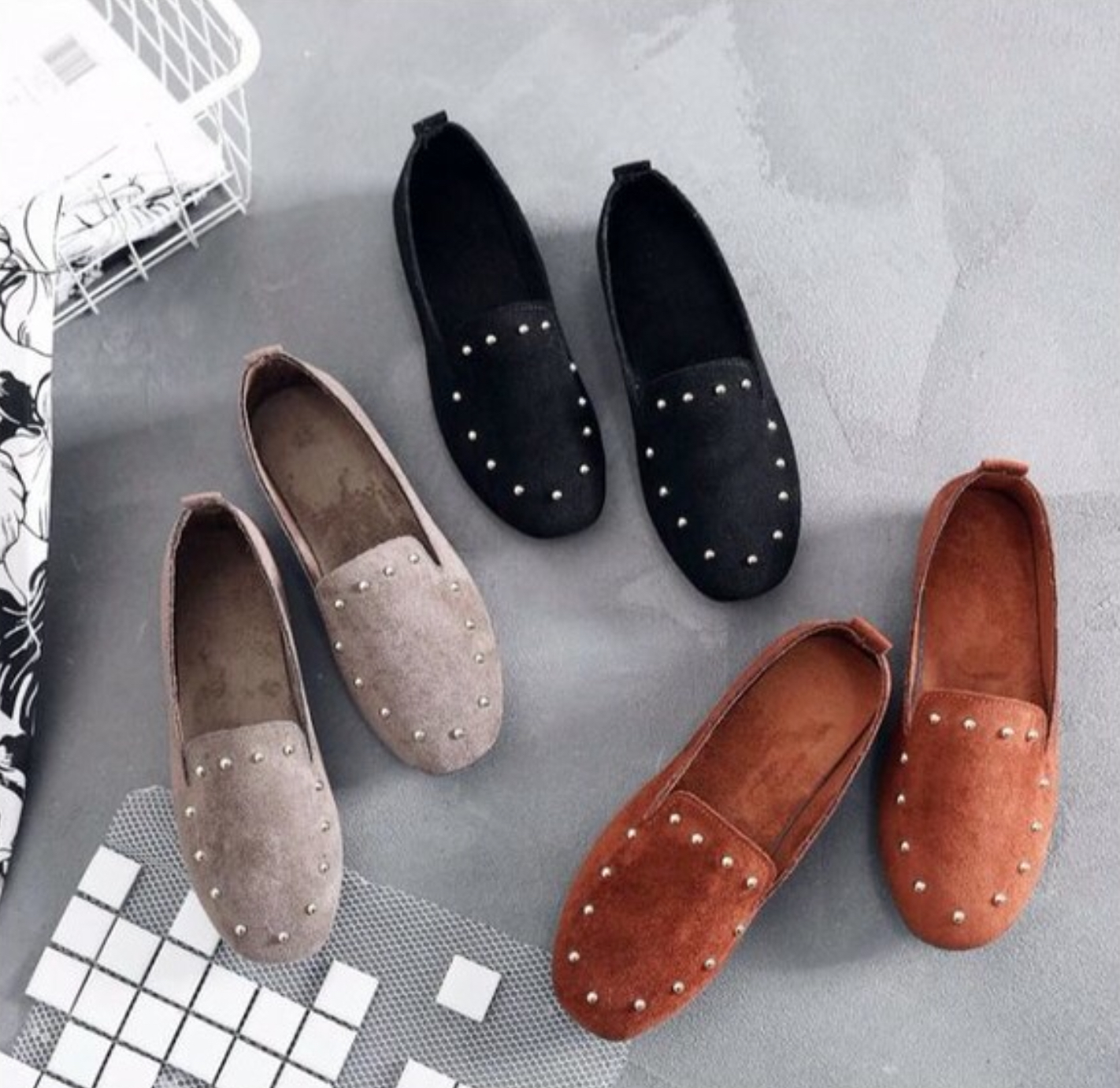 Metal Studs Suede Loafer - COOL CAT