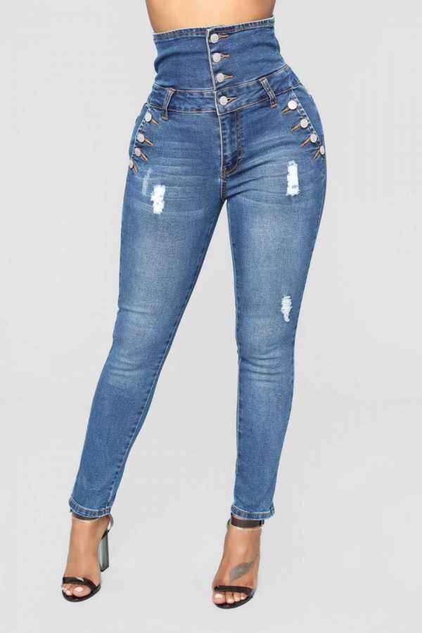 Women Hign Rise Stretch Skinny Jeans 